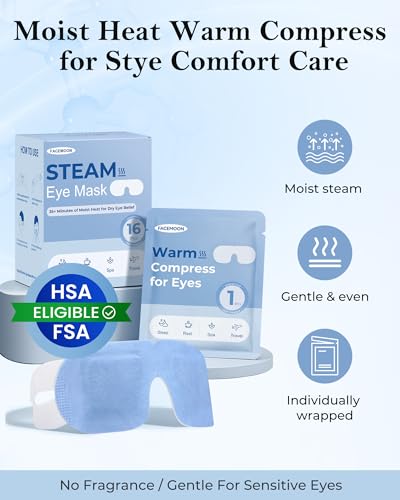 16 Packs Steam Eye Mask for Dry Eyes: Self Heating Moist Warm Compress for Stye & Digital Eye Strain - FSA&HSA Eligible -Disposable, No Microwave Needed, Travel Essential, Deep Sleep Relief, Unscented