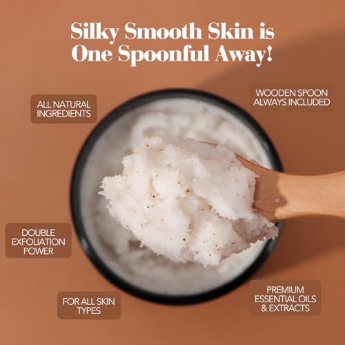 Coconut Body Scrub Exfoliator with Natural Ingredients Exfoliating Body Scrub for Women，Pure Oils and Dead Sea Salt Minerals，Moisturizing and Nourishing Skin(16.9oz)