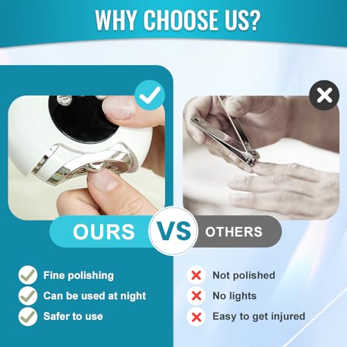 Electric Nail Clippers, 2026 New 3 in 1 Automatic Nail Trimmer & Polisher with Strong Power for Thick Nails, USB Rechargeable, LED Light and Low Noise for Adults and Seniors (Purple)