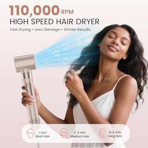 8 in 1 High-Speed Hair Styler & Hair Dryer Brush Set – 110,000 RPM Ionic Hot Air Styler with Auto Air-Curlers, Diffuser, Volumizer & Thermal Brush for Fast Drying & Frizz-Free Shine