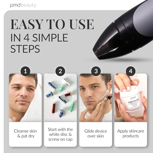 PMD Beauty Personal Microderm Man - At-Home Microdermabrasion Machine with Kit for Face & Body - Exfoliating Crystals and Vacuum Suction for Bold and Striking Skin