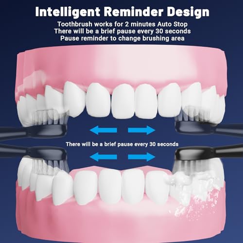 Electric Toothbrush with Water Flosser,Portable Flossing Toothbrush White 8 Mode,IPX8 Waterproof,Equipped Brush Head and Nozzle,for Travel and Home-Black