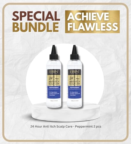 EBIN NEW YORK 2x 24 Hour Anti Itch Scalp Care Peppermint Bundle Soothing Hair Oil & Scalp Spray with Peppermint Extract for Dry, Flaky – Nourishing Reception– Gift Set (2 Items)