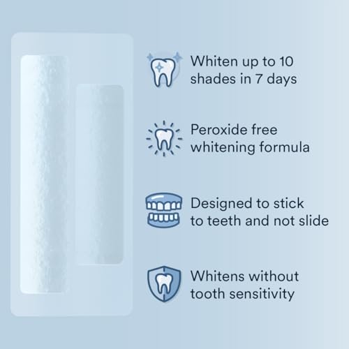 Auraglow Teeth Whitening Strips, Peroxide Free, 14 Treatments, Whitens Teeth Without Sensitivity, Natural Whitening Strips, Removes Years of Stains, Enamel Safe Teeth Whitener, 28 Strips, Mint