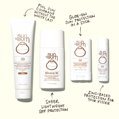 Sun Bum Mineral SPF 30 Face Sunscreen - Non-Tinted - Broad Spectrum Moisturizing Sunscreen with Vitamin E - Hawaii 104 Act Compliant (Made without Octinoxate & Oxybenzone) - Travel Size - 1.7 oz