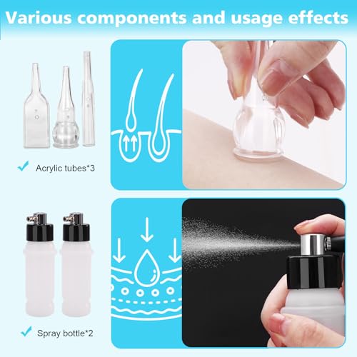 3 in 1 Diamond Micro DermaBrasion Machine, Mcwdoit Professional Dermabrasion Facial Skin Care Device with Wand, Spray Bottle and Vacuum Glass Tube for Personal Home Beauty Salon Use