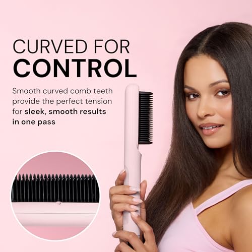 L'ANGE HAIR SteamSmooth Steam Smoothing Comb | Coconut Oil–Infused Steam Brush for Sleek, Shiny Results | Negative Ion Frizz Control | Hydrates & Straightens Hair | (Blush)