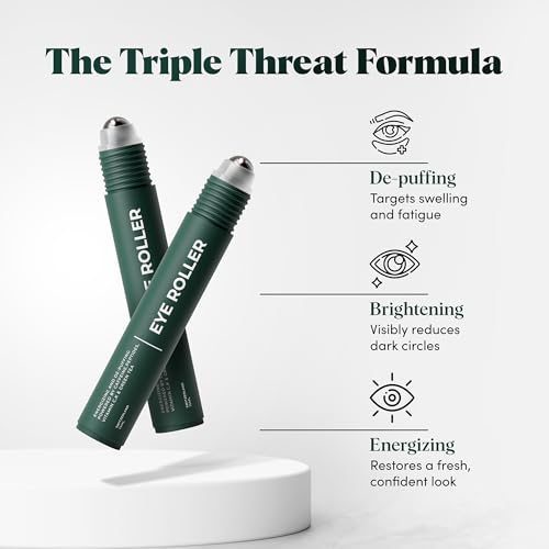Wolf Project Under Eye Roller - Korean Beauty, with Caffeine, Vitamin C and Peptides - Energizing Serum for Dark Circles and Puffiness, Fine Lines, Wrinkles - Gel-Based Brightening Cream
