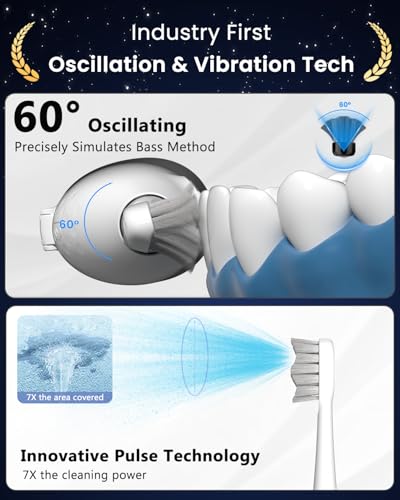 3-in-1 Flossing Toothbrush – Flosses, Vibrates and Oscillates, Electric Toothbrush with Water Flosser for Adults, 5 Brush Heads, 3 Modes for Plaque Removal, Sensitivity & Braces, Travel - White