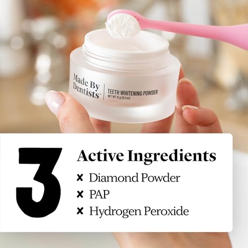 Made by Dentists Professional Teeth Whitening Powder - Remineralizing Hydroxyapatite Tooth Powder Formula with Pap, and Diamond Pwdr - Non-Abrasive Stain Remover for Instant Results