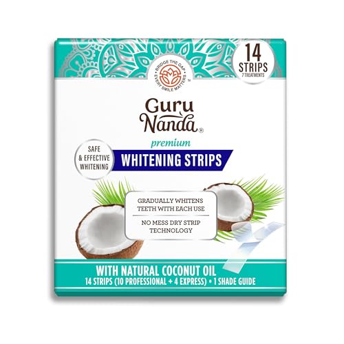 GuruNanda Teeth Whitening Strips - 7-Day Treatment with Non-Slip, Dry Strip Technology - Whitening Designed with Care for a Brighter Smile