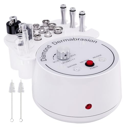 3 in 1 Diamond Micro DermaBrasion Machine, Mcwdoit Professional Dermabrasion Facial Skin Care Device with Wand, Spray Bottle and Vacuum Glass Tube for Personal Home Beauty Salon Use