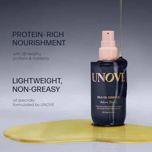 UNOVE Silk Oil Essence Hair Serum 70ml/2.4fl.oz | Nourishing Hair Oil for Dry, Frizzy, and Damaged Hair | Lightweight Smoothing Serum | Frizz Control and Split End Care | Heat Protection