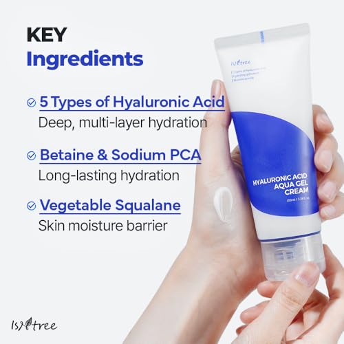 IsNtree Hyaluronic Acid Aqua Gel Cream 100ml, 3.38 fl oz | Korean Skincare | Lightweight Moisturizer | Quick-Absorbing Hydration | For Oily to Combination Skin