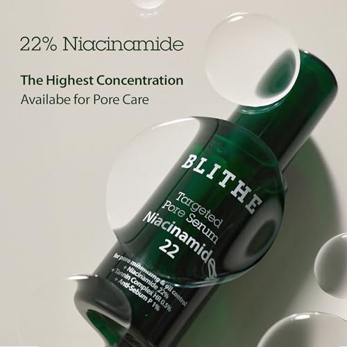 BLITHE Targeted Pore Serum with 22% Niacinamide for Oil Control, Pore Minimizer for Face, Korean Skin Care | Valentines Day Gifts For Her,1 fl oz