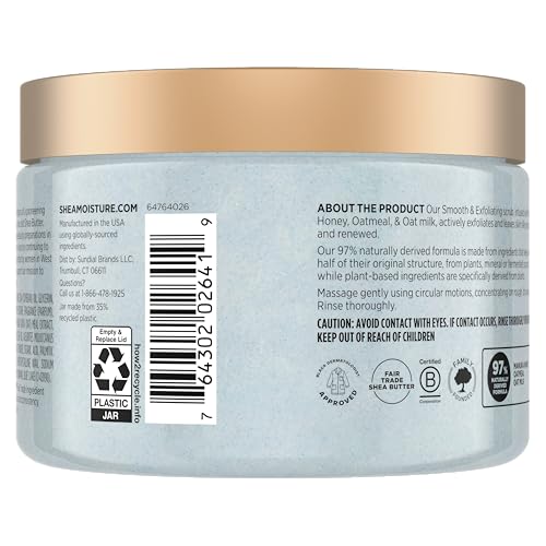 SheaMoisture Shea Sugar Body Scrub Manuka Honey Oatmeal for smooth & exfoliating Smooth and Exfoliating Body scrub with 24h shea moisture nutrients 12 oz