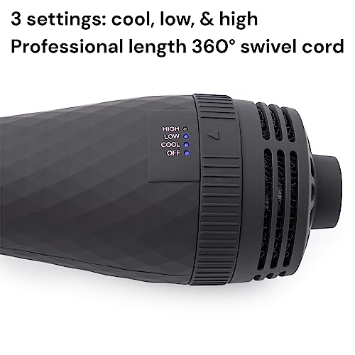 L'ANGE HAIR Le Volume 2-in-1 Titanium Blow Dryer Brush | Hot Air Brush for Hair Drying & Styling | Ionic Oval Barrel for Smooth, Frizz-Free Volume | (Black – 60mm)