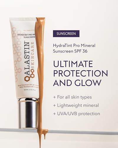 ALASTIN Skincare HydraTint Pro Mineral Sunscreen SPF 36 (3.2 oz) | 2-in-1 Tinted Daily Sunblock Moisturizer for Face & Neck | Fragrance-Free, Water Resistant