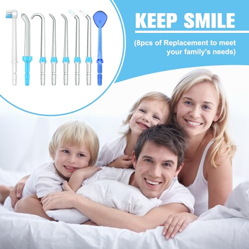 Replacement Tips for Waterpik Water Flosser,Replacement Classic Jet Tips Compatible with Waterpik Oral Irrigator,Replacement Brush Heads for Waterpik,8 Pcs Replacement Parts for Waterpik