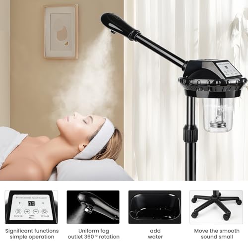 Professional Face Steamer, Adjustable Height and Angle, Facial Steamer Clean Skin Firming Pores and Moisturizing Suitable for a Beauty, Spa, at Home