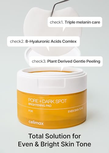 celimax Pore+Dark Spot Brightening Pad | Exfoliating Peeling Pads for Enlarged Pores, with Hyaluronic Acid, Pore Minimizer, Non-Irritating, Hydrating, For Sensitive Skin (40 pads)