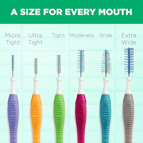 GUM Proxabrush Go-Betweens - Moderate - Interdental Brushes - Soft Bristled Dental Picks for Plaque Removal Health - Safe for Braces & Dental Devices, 15 Count