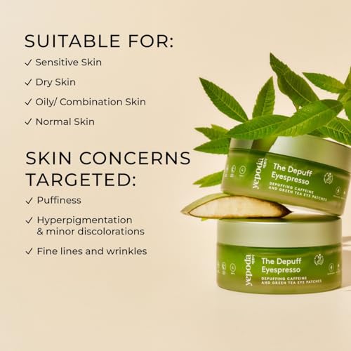 Yepoda The Depuff Eyespresso, Depuffing Caffeine & Green Tea Eye Patches, Reduce Puffiness & Rejuvenates Tired Under Eye Area, Vegan Korean Eyepatches for All Skin Types, 60 pcs / 90 g (3.17 OZ.)