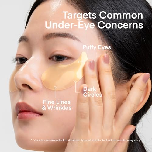 TEREZ & HONOR 24K Gold Retinol Under Eye Patches - 60 Korean Hydrogel Eye Masks with Collagen Peptide for Wrinkles, Dark Circles, Puffy Eyes, Radiance & Firming - Self Care, Gifts for Women and Men