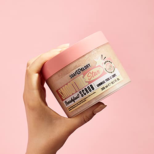 Soap & Glory Smoothie Star Exfoliating Body Scrub - Buff & Smooth Skin - Almond & Caramel Scented Vegan Body Polish - Brightening Scrub with Honey Extract + Sweet Almond Oil (300ml)