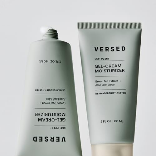Versed Dew Point Gel Moisturizer For Face - Antioxidant-Rich Gel Cream with Green Tea Extract + Aloe Leaf Juice - Fast Absorbing, Non-Greasy Hybrid Facial Cream for Dry Skin, Vegan (2 fl oz)