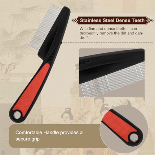 Patented Anti Dandruff Comb & Stainless Steel Fine Tooth Comb Kit, Dandruff Remover, Scalp Sweep Detoxing, Massage Dandruff Removal Brush for Scalp Build Up