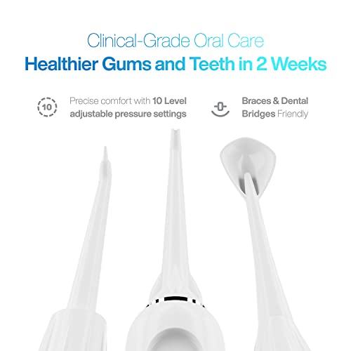 AquaSonic Aqua Flosser PRO | Professional Water Flosser with Large Capacity Reservoir | Oral Irrigator w/ 2 Modes, 10 Levels of Water Pressure, 4 Included Tips | Sleek & Compact