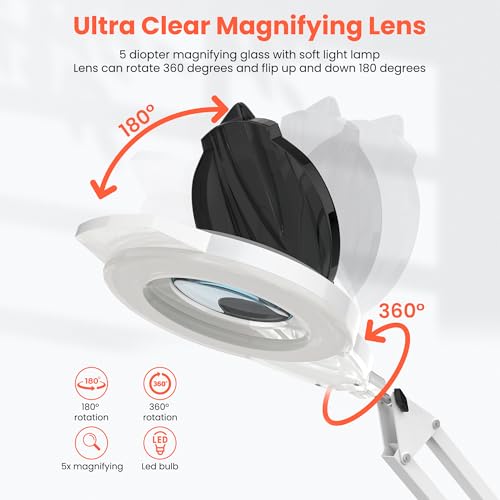 TASALON Professional Facial Steamer with 5X Magnifying Lamp, 2-in-1 Esthetician Steamer on Wheels with Ozone and Hot Mist, Ionic Facial Steamer for Facial Deep Cleaning and Moisturize