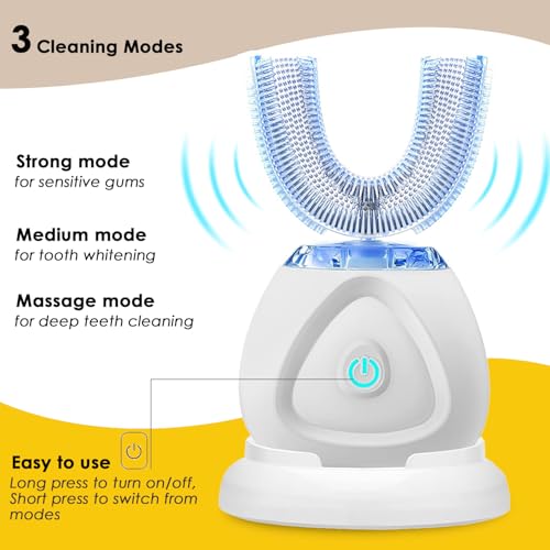360 Ultrasonic Toothbrush, Automatic Toothbrushes Auto Sonic Tooth Brush, Teeth whitening Brush with Timer & Wireless Charging 360° Ultrasonic Electric Toothbrush for Adult