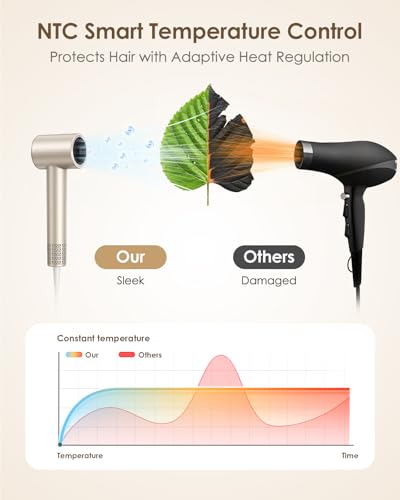 Ionic Hair Dryer with Diffuser - 160000RPM High-Speed Blow Dryer, 500 Millons Ions Frizz Free, Fast Drying for Women, Lightweight, Quiet, Professional Dryer for Curly or Straight Styles, Gift Idea