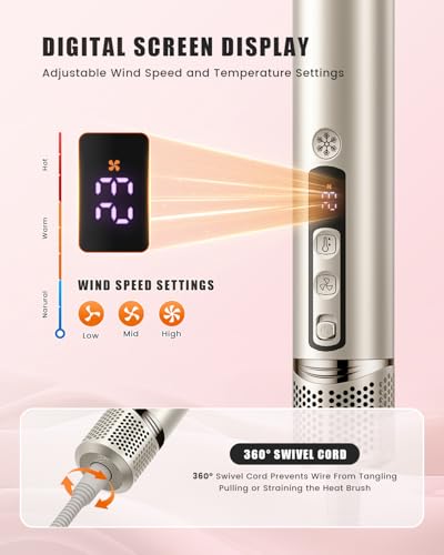 8-in-1 Professional Hot Air Styler&Hair Dryer Brush, Powerful Multi-Styler with Auto-Wrap Curler with Storage Case, Fast Drying Curling Straightening Volumizing Without Heat Damage(Gold)