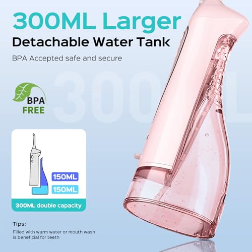 COSLUS Portable Water Flosser with Electric Toothbrush Combo: 2-in-1 Oral Clean Kit for Teeth, Braces, Gums Care - Brushing & Flossing for Adults, Family, Travel Use, BPA-Free, Pink, C20 & C41