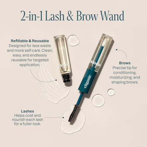 Cliganic Organic Castor Oil, 100% Pure (8oz with Eyelash Kit) - For Eyelashes, Eyebrows, Hair & Skin | Bulk, Natural Cold Pressed Unrefined Hexane-Free | DIY Carrier Oil