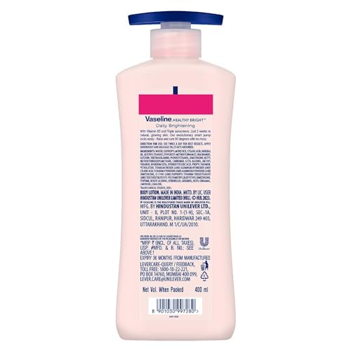 Vaseline Healthy Daily Body Lotion with Vitamin B3, Lightweight Daily Use Moisturizing Lotion – 400 ml (13.52 fl oz)