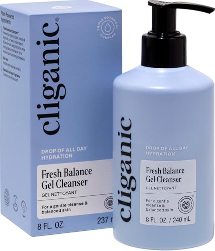 Cliganic Hydrating Gel Cleanser with Triple Botanical Complex® – Clean Gentle Face Wash with Jojoba, Rosehip Argan Oils Removes Makeup Impurities Aloe Vera Glycerin for Balanced Glowing Skin