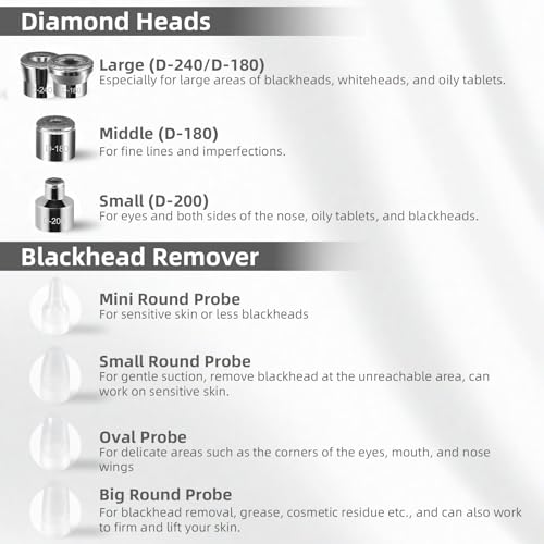 IeBilif Diamond Microdermabrasion Machine, 3 Modes Diamond Microdermabrasion Dermabrasion Machine for Blackhead Removal, Professional Portable Home Travel Microdermabrasion Device