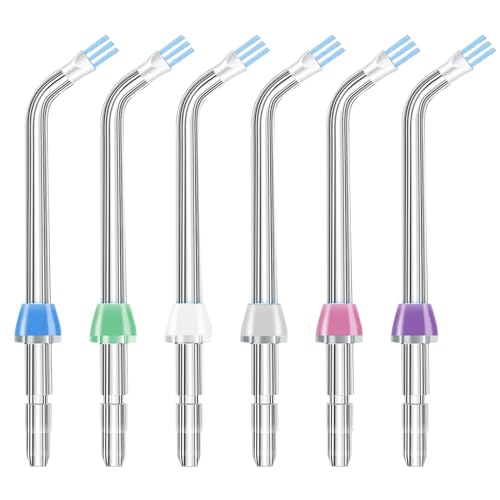 Flosser Replacement Tips for Waterpik Water Flosser, Replacement Tips Compatible with Waterpik Water Flossers and Other Brand Oral Irrigators, Plaque Remove Brisles Tips(6-Pack)