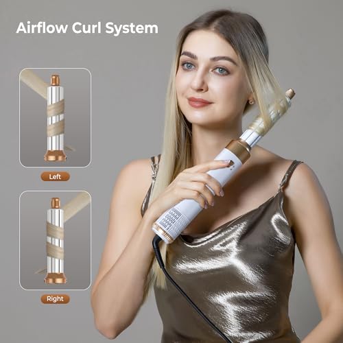 6 in 1 Hair Dryer Brush, Blow Dryer Brushies Ionic Hair Dryer, Oval Hot Air Brush, Hair Curler Straightener Magic Styler Autowrap Air Styler.