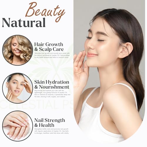 USDA Certified Organic Jojoba Oil (2 Oz) 100% Pure Natural, Chemical-Free, Hexane-Free, Hair Growth, Scalp Care, Skin Hydration, Nails Natural Beauty Enhancement, Anti-Aging