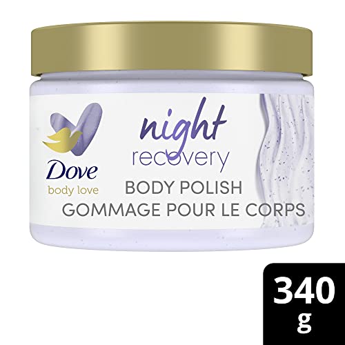 Dove Body Love Body Scrub for dry, worn-down skin, Night Recovery body scrub with Retinol Serum and Exfoliants 340 g/11.9oz