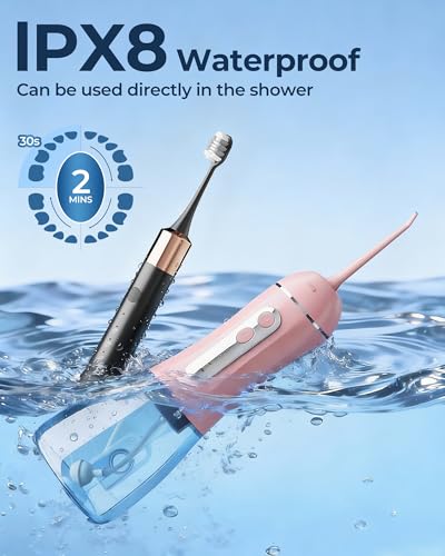 Electric Toothbrush Water Flosser Adults, Sonic Electric Toothbrush and Electric Floss for Adults and Kids, Water Dental Picks, Cleaning and Flossing Dental Care, Waterproof