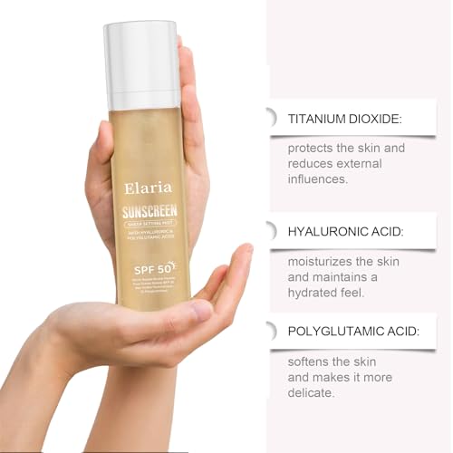 Earia Setting Spray for Face & Body - Sheer Sunscreen Mist SPF 50, Makeup-Friendly Setting Mist with Hydrating Glow & Non-Greasy for Radiant (2)
