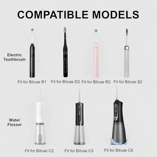 Compatible with Bitvae Water Flosser Charger,3 Pack Water Flosser Charger Compatible with Bitvae D2/S2/R1/R2 Electric Toothbrush C2/C5 C6 WaterFlosser,Black.