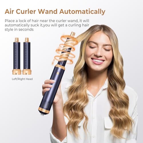 5 in 1 Hair Dryer Brush Set, Negative Ion Blow Dryer Brush Upgrade Hot Air Brush Air Styler Curling Wrap Air Curler, Curling Iron Hair Styling Tools As A Gift for Straight/Curl/Drying/Smoothing