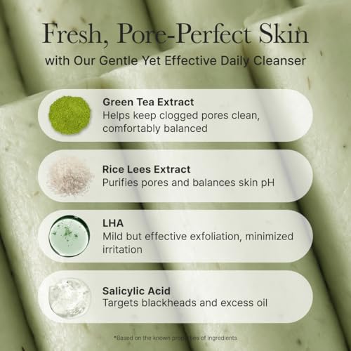 ARENCIA Salicylic Acid, Green Tea + LHA Deep Pore Rice Cake Cleanser – Deep Pore Cleansing, Acne Face Wash, Blackhead Remover, 5.07 fl oz